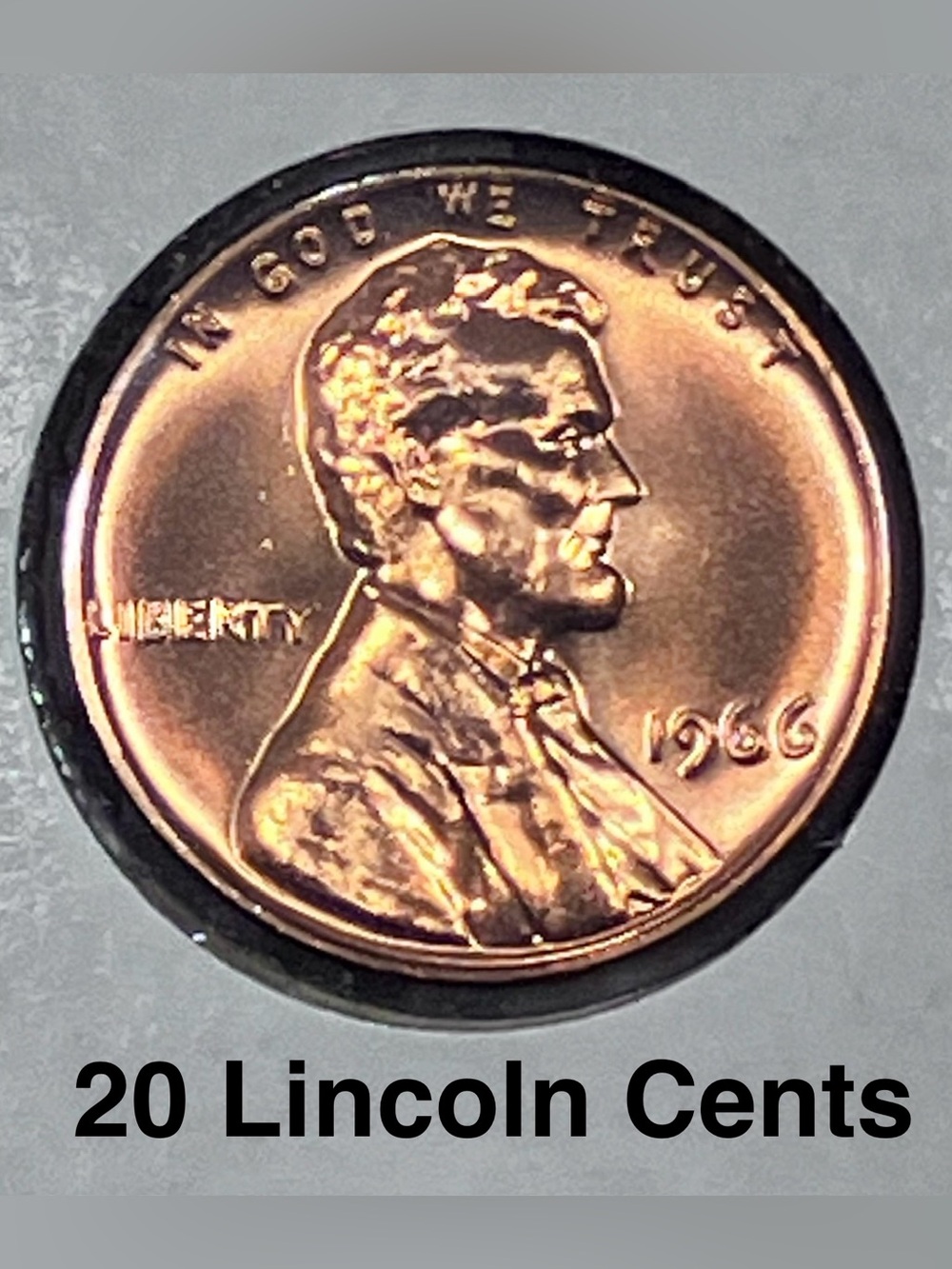 20 Uncirculated 1966 Special Mint Set LINCOLN PENNIES / Blazing Orange BU CENTS
